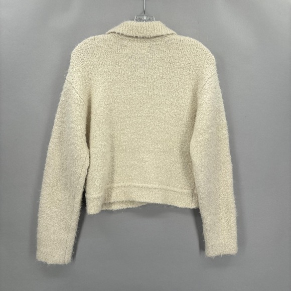 Samsoe Samsoe Jacket Womens Small Beige White Emilie Alpaca Blend Boucle Cropped - Picture 16 of 16